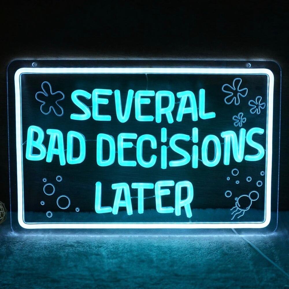 SpongeBob Neon Sign Several Bad Decisions Later Night Light Room Wall Decor